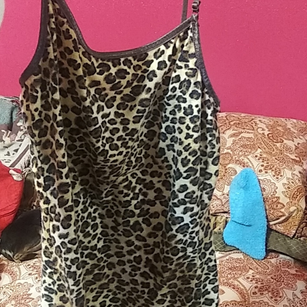 Leopard print spaghetti strap tank